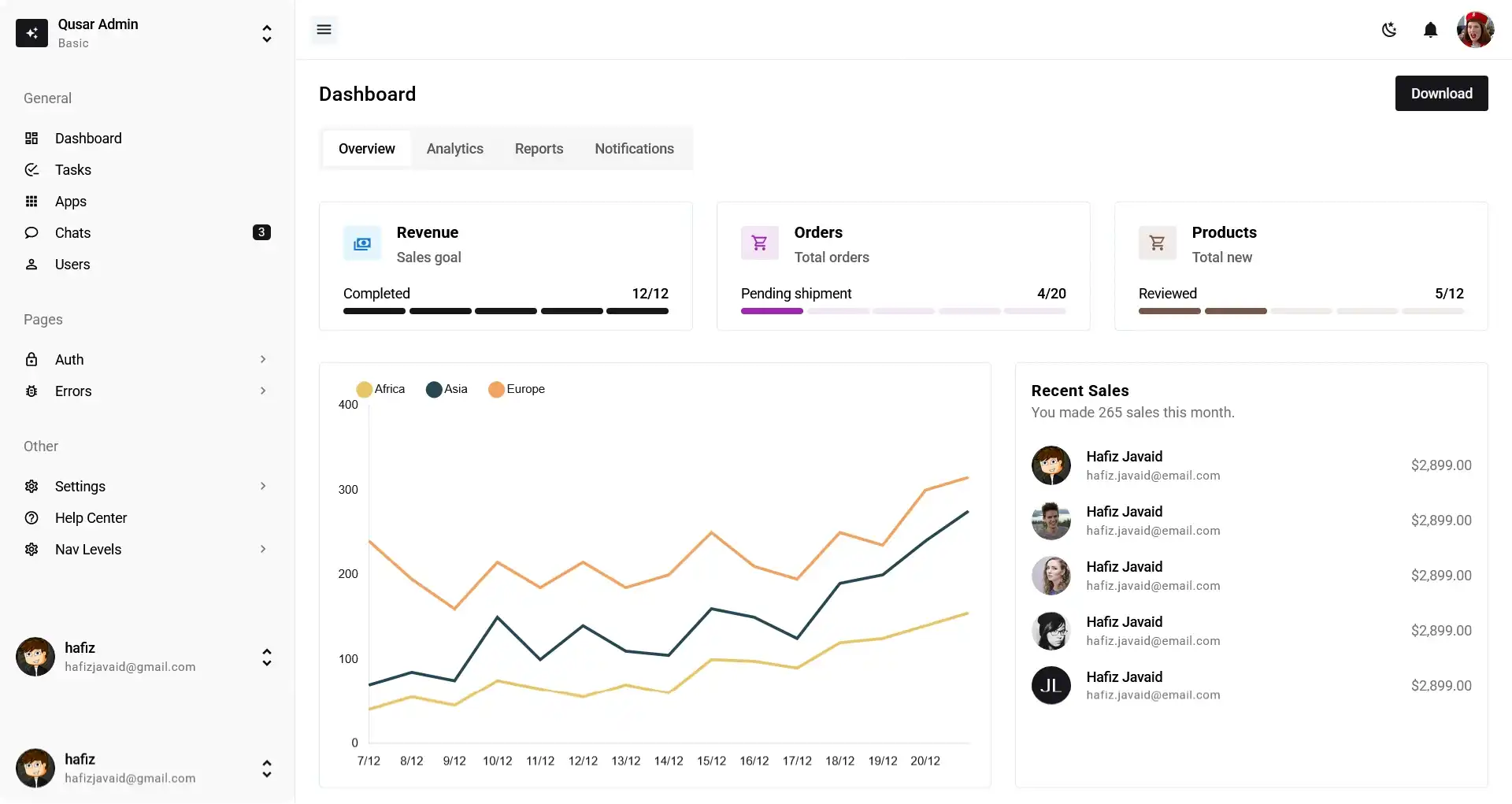 Quasar Admin Template